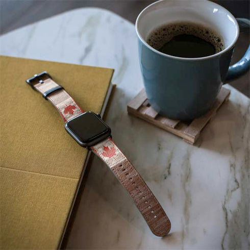 Canadian Flag Dark Wood Apple Watch Band 42-44mm