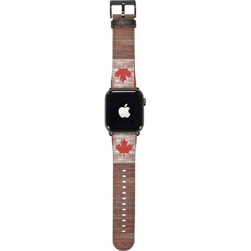 Canadian Flag Dark Wood Apple Watch Band 38-40mm