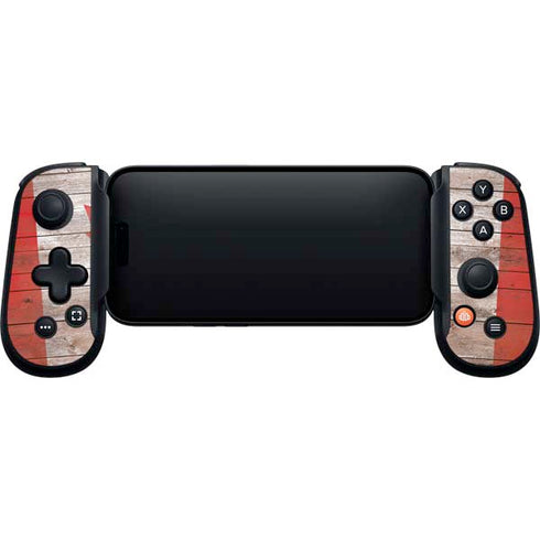 Canadian Flag Dark Wood Backbone One for iPhone Game Controller Skin