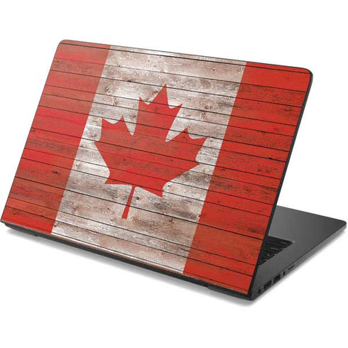 Canadian Flag Dark Wood Dell Chromebook Skin