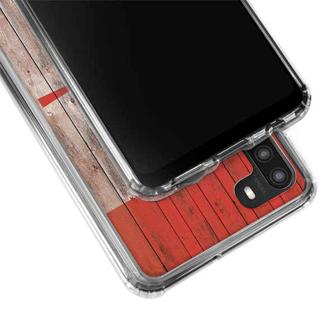 Canadian Flag Dark Wood Galaxy A21 Clear Case