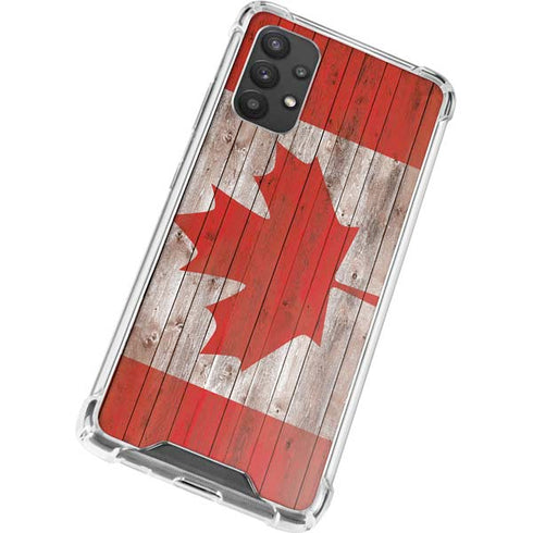 Canadian Flag Dark Wood Galaxy A32 5G Clear Case