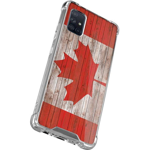 Canadian Flag Dark Wood Galaxy A51 5G Clear Case