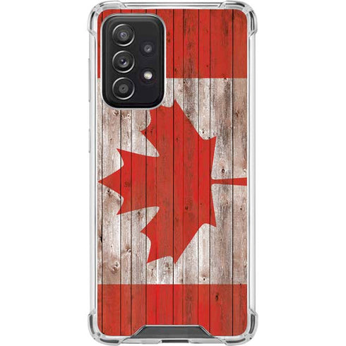 Canadian Flag Dark Wood Galaxy A52 5G Clear Case