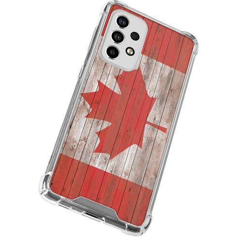 Canadian Flag Dark Wood Galaxy A53 5G Clear Case