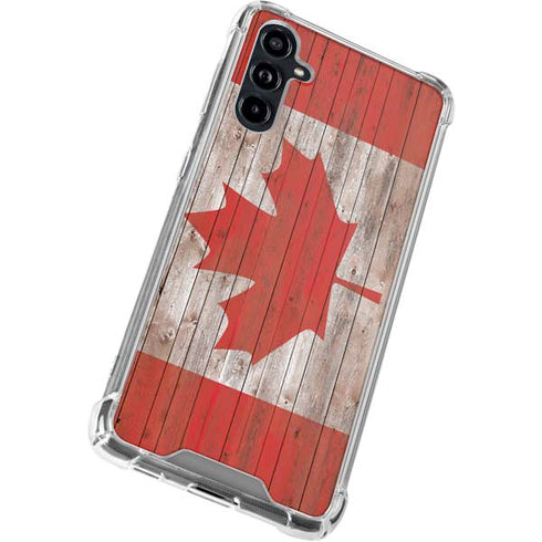 Canadian Flag Dark Wood Galaxy A54 5G Clear Case