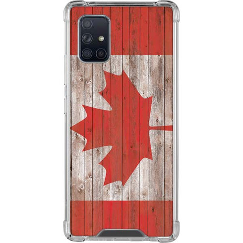 Canadian Flag Dark Wood Galaxy A71 5G Clear Case