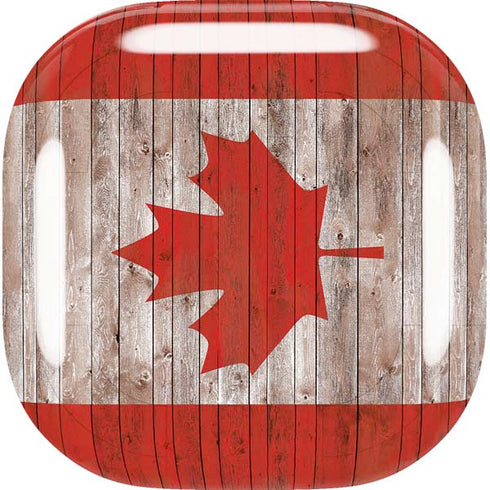 Canadian Flag Dark Wood Galaxy Buds Live Skin
