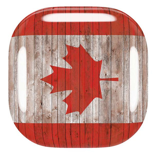 Canadian Flag Dark Wood Galaxy Buds Live Skin
