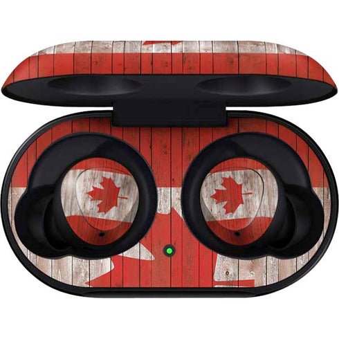 Canadian Flag Dark Wood Galaxy Buds Skin