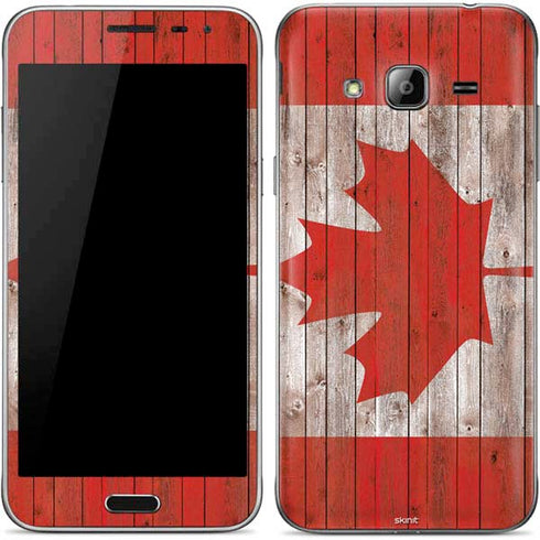 Canadian Flag Dark Wood Galaxy J3 Skin