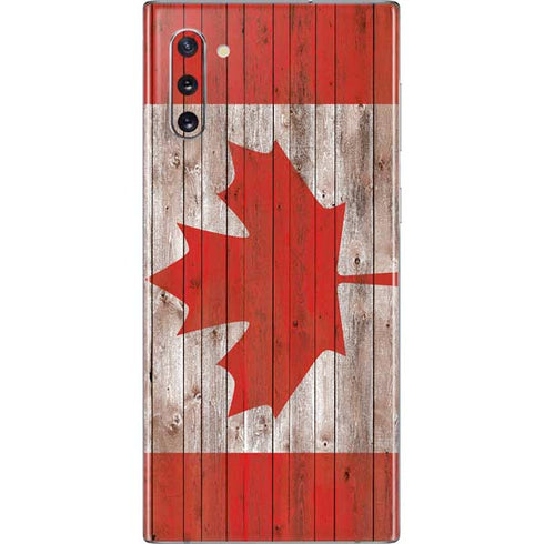 Canadian Flag Dark Wood Galaxy Note 10 Skin