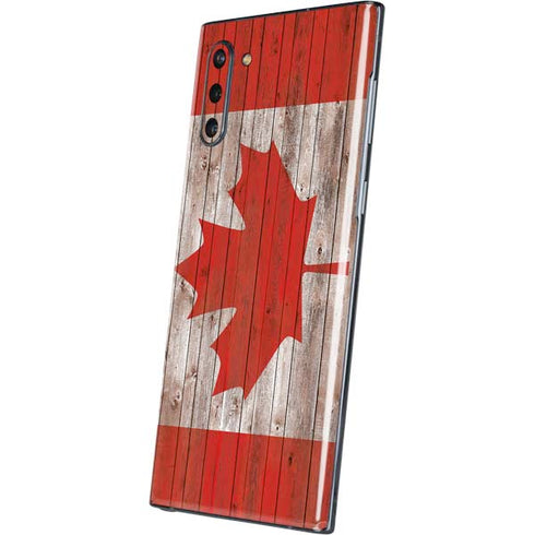 Canadian Flag Dark Wood Galaxy Note 10 Skin