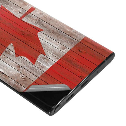 Canadian Flag Dark Wood Galaxy Note 10 Skin