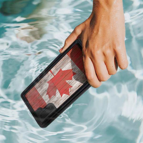 Canadian Flag Dark Wood Galaxy Note 10 Waterproof Case