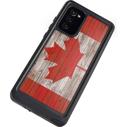 Canadian Flag Dark Wood Galaxy Note20 5G Waterproof Case