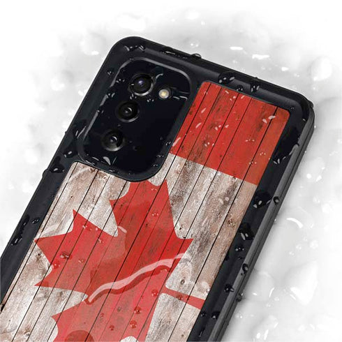 Canadian Flag Dark Wood Galaxy Note20 5G Waterproof Case