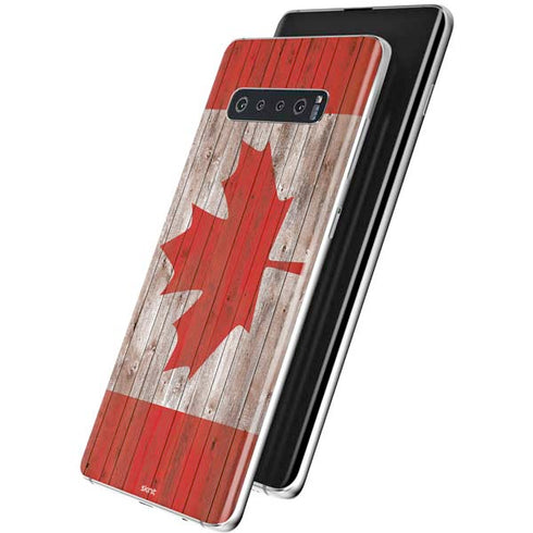 Canadian Flag Dark Wood Galaxy S10 Skin