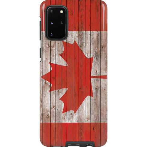 Canadian Flag Dark Wood Galaxy S20 Plus Pro Case
