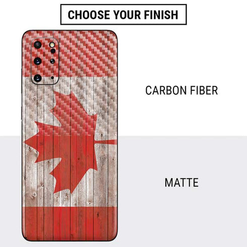 Canadian Flag Dark Wood Galaxy S20 Plus Skin