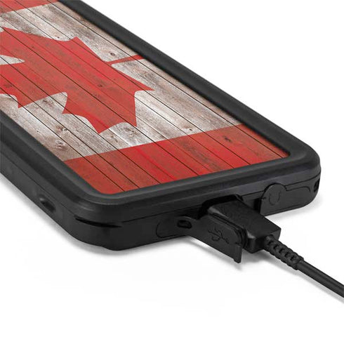 Canadian Flag Dark Wood Galaxy S20 Plus Waterproof Case