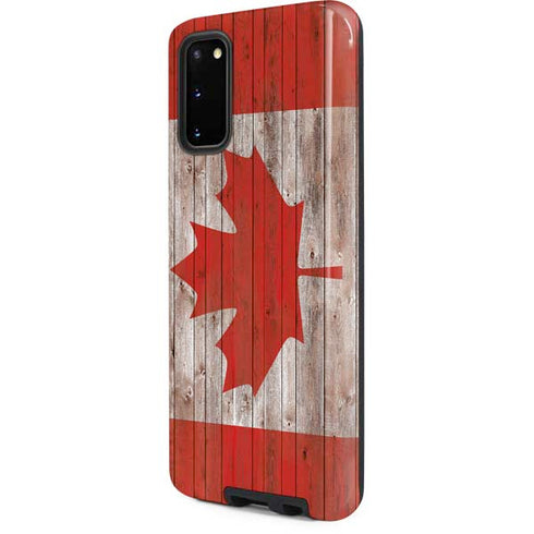 Canadian Flag Dark Wood Galaxy S20 Pro Case