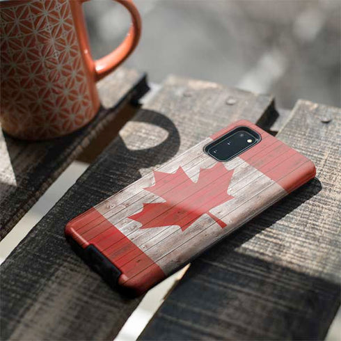 Canadian Flag Dark Wood Galaxy S20 Pro Case