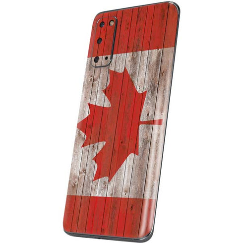 Canadian Flag Dark Wood Galaxy S20 Skin