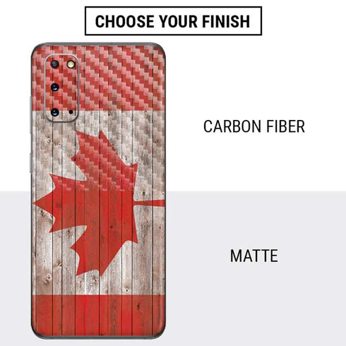 Canadian Flag Dark Wood Galaxy S20 Skin