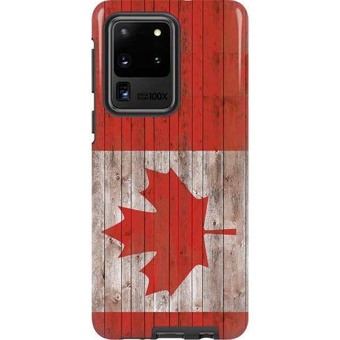 Canadian Flag Dark Wood Galaxy S20 Ultra 5G Pro Case