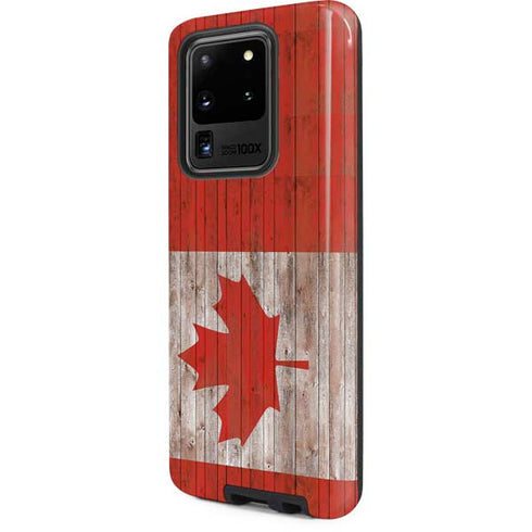 Canadian Flag Dark Wood Galaxy S20 Ultra 5G Pro Case