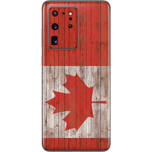 Canadian Flag Dark Wood Galaxy S20 Ultra 5G Skin