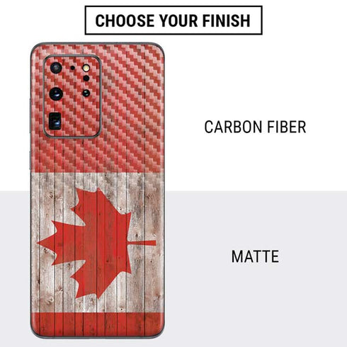 Canadian Flag Dark Wood Galaxy S20 Ultra 5G Skin