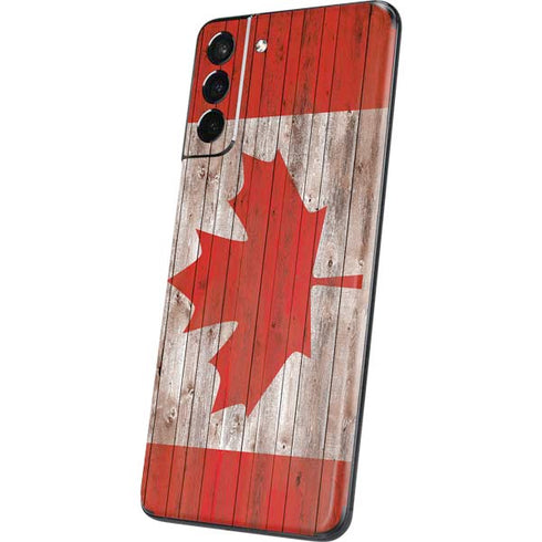 Canadian Flag Dark Wood Galaxy S21 5G Skin