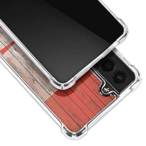 Canadian Flag Dark Wood Galaxy S21 FE Clear Case