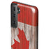 Canadian Flag Dark Wood Galaxy S21 FE Pro Case