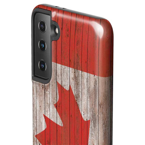 Canadian Flag Dark Wood Galaxy S21 Plus 5G Pro Case