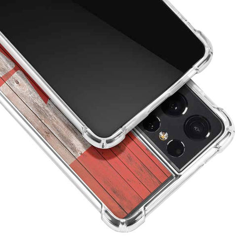 Canadian Flag Dark Wood Galaxy S21 Ultra 5G Clear Case