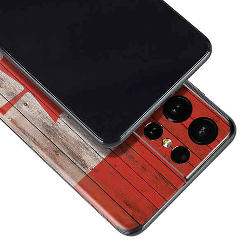 Canadian Flag Dark Wood Galaxy S21 Ultra 5G Skin
