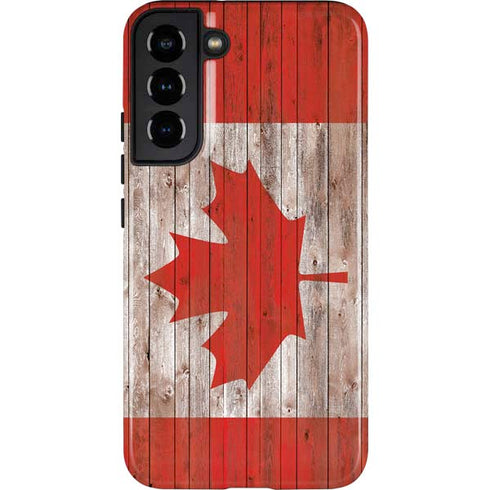 Canadian Flag Dark Wood Galaxy S22 Plus Pro Case