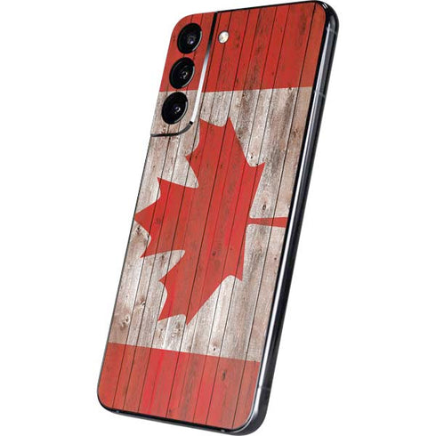 Canadian Flag Dark Wood Galaxy S22 Plus Skin