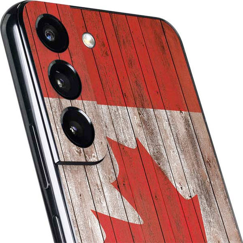 Canadian Flag Dark Wood Galaxy S22 Plus Skin