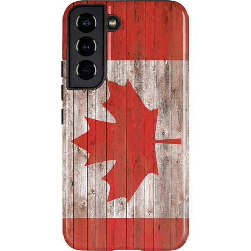 Canadian Flag Dark Wood Galaxy S22 Pro Case