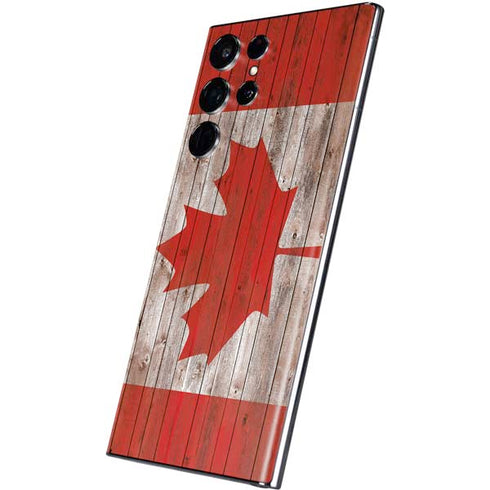 Canadian Flag Dark Wood Galaxy S22 Ultra Skin