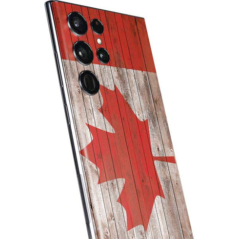 Canadian Flag Dark Wood Galaxy S22 Ultra Skin