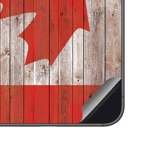Canadian Flag Dark Wood Galaxy S23 FE Skin