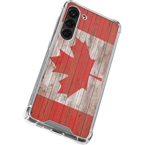 Canadian Flag Dark Wood Galaxy S23 Plus Clear Case