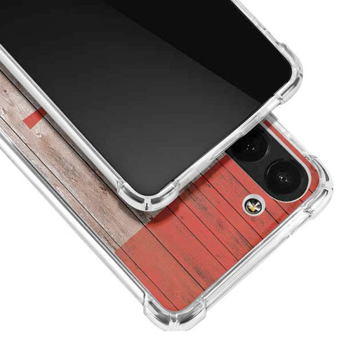 Canadian Flag Dark Wood Galaxy S23 Plus Clear Case