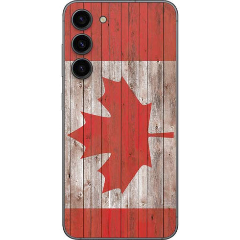 Canadian Flag Dark Wood Galaxy S23 Plus Skin