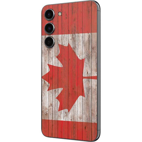 Canadian Flag Dark Wood Galaxy S23 Plus Skin